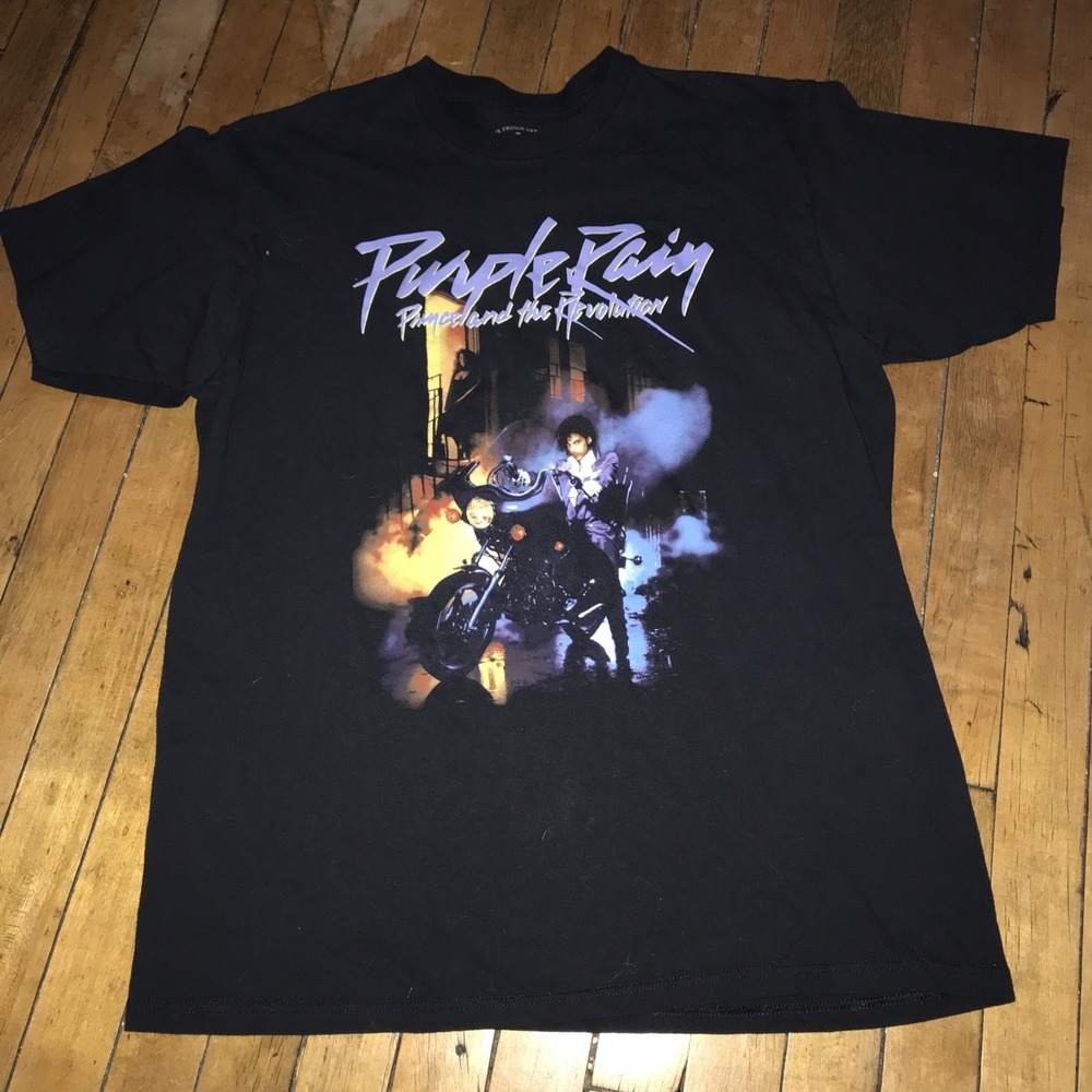 PRINCE & The Revolution Purple Rain T-Shirt-Mens Adult‎ XL Extra Large-Black